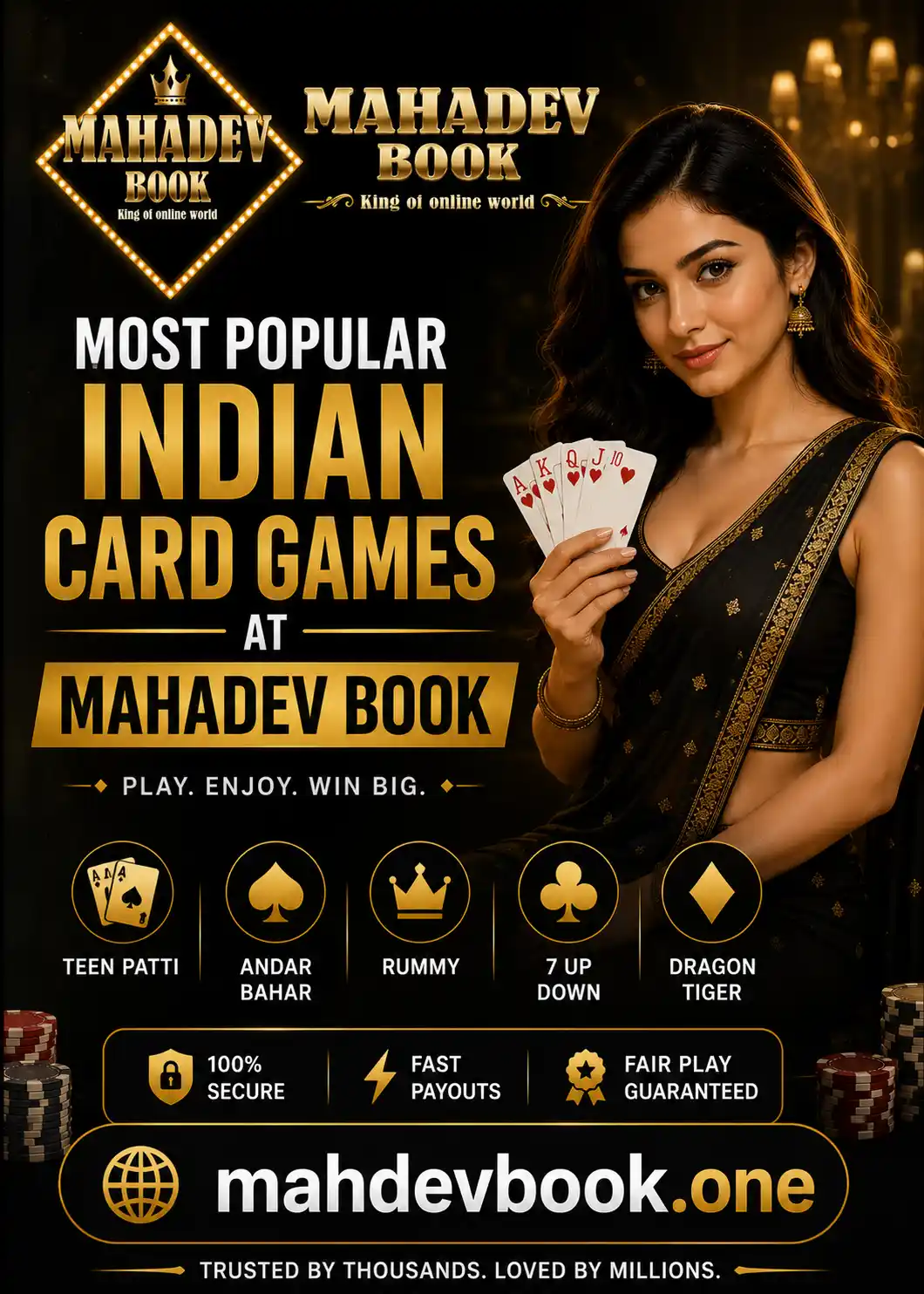 most popular indian card games banner at mahdevbook.one