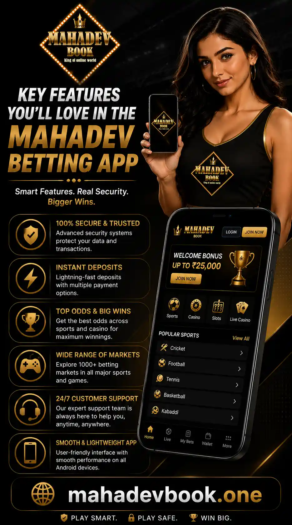 Key Features in Mahadev book banner by mahdevbook.one