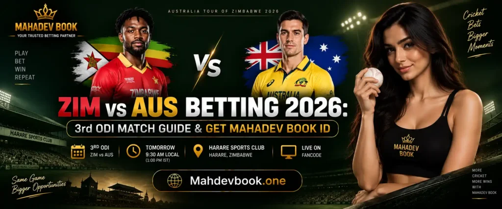 ZIM vs AUS 3rd ODI Match Guide Banner by Mahdevbook.one