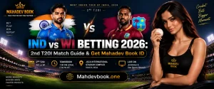 IND vs WI 2nd T20 Match Guide Banner by mahdevbook.one