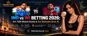 IND vs WI 4th T20 Match guide banner by Mahdevbook.one