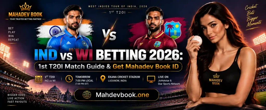 IND vs WI Betting 2025 1st T20 Match Guide banner by Mahdevbook.one (1)